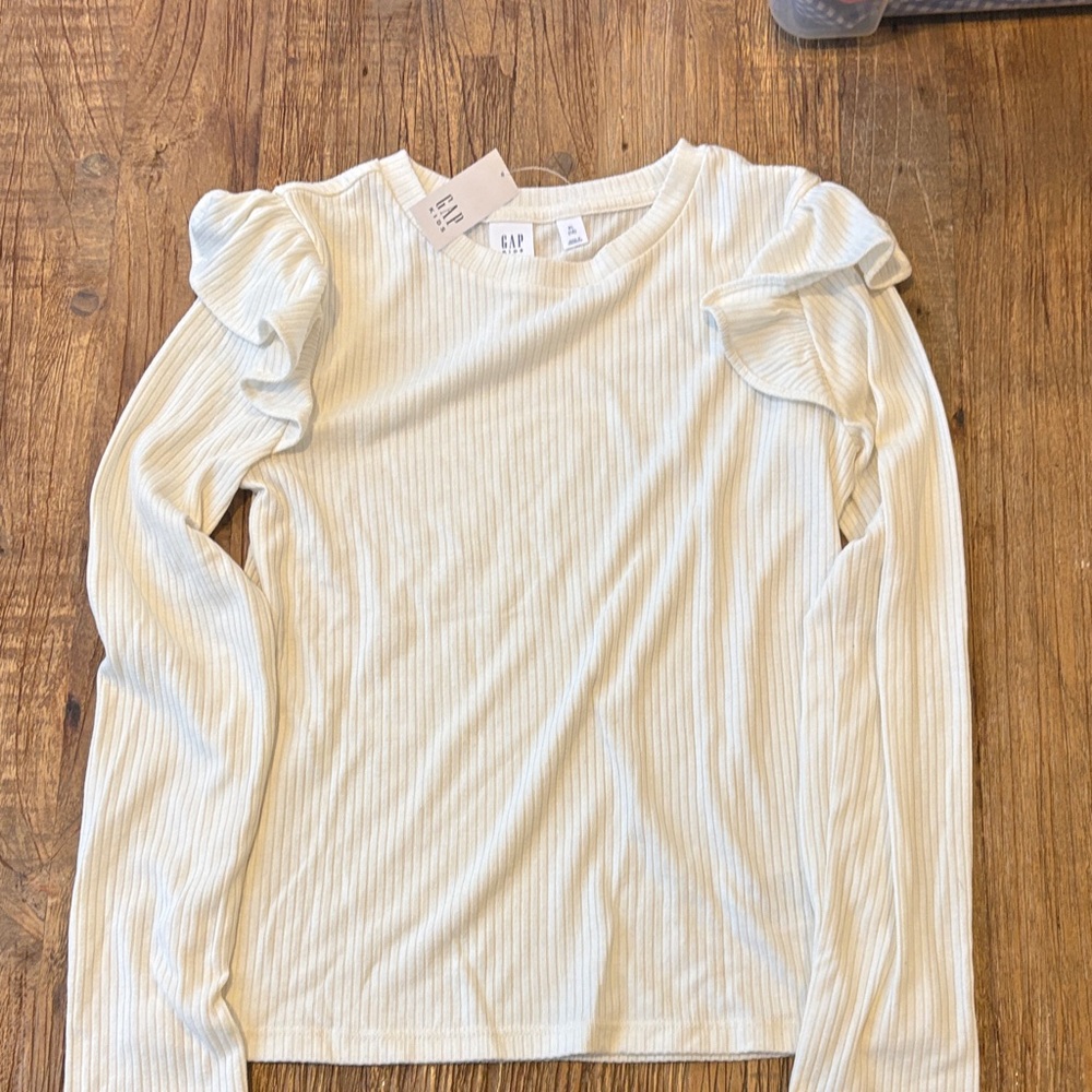 GAP Cream Ruffle Shoulder Top